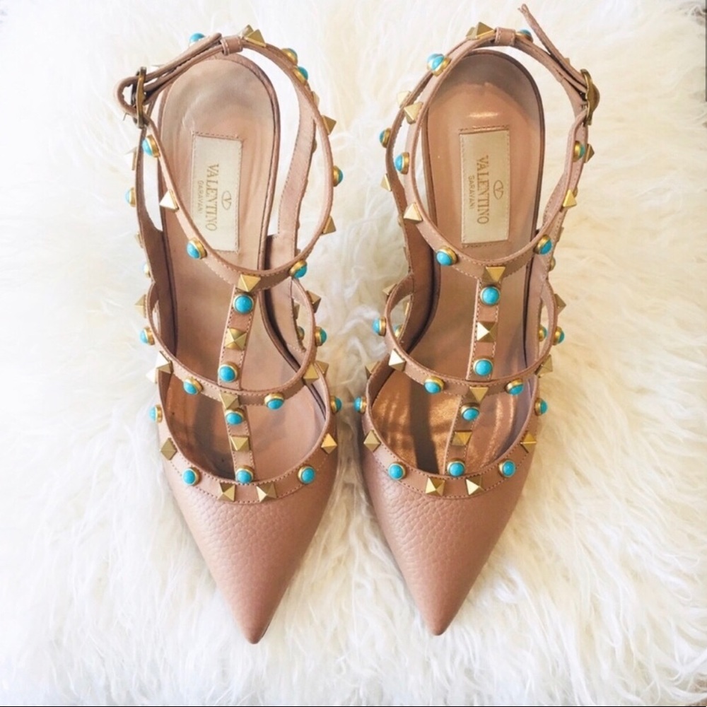 Valentino Rockstud Turquoise heels 100mm
